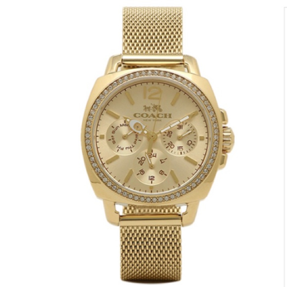 Coach Boyfriend 14502490 Gold Tone Dial Gold Plated Stainless Women's Watch